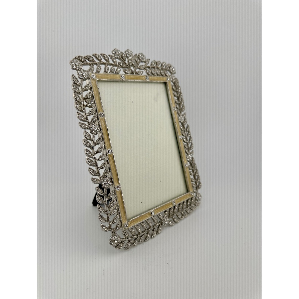 Addison Ross London Silver Crystal Enamel Leaf Ornate Photo Frame 4x6 Vintage